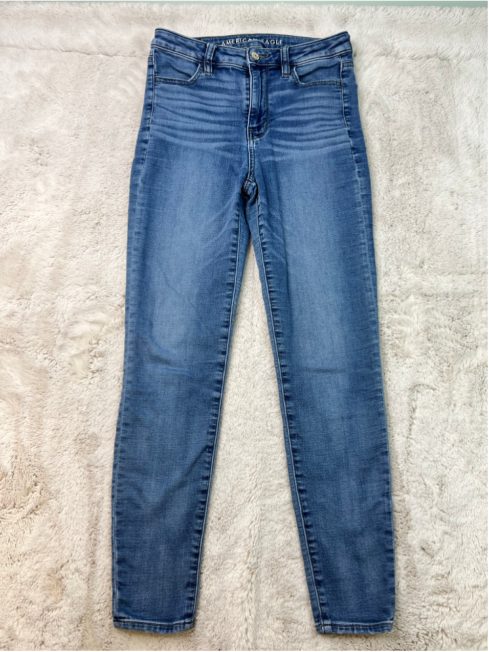 American Eagle Super High Rise Jegging Jeans Skinny Size 4 Stretchy Light Wash
